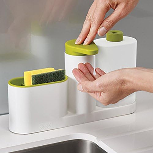 TOAO 3 In 1 Set Kitchen Bathroom Sink Caddy Organizer Holder-Kitchen Soap Dispenser Pump,Dish Towel Brush Shelving Storage and Detergent Bottle-Cleaning Supplies Storage box