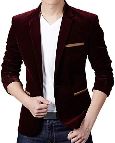 HARRYSTORE Mens Men's Blazer Jacket Corduroy Sport Coat Smart Formal Dinner Cotton Jacket Slim Fit One Button Notch Lapel Coat