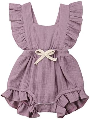 Jshuang Girls Bodysuit Sleeveless Candy Color Backcross Ruffles Romper Outfits Suitable for Age 3 to 24 Months