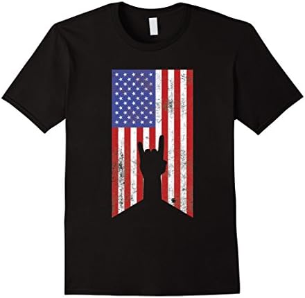 Mens American Flag Patriotic Rock T-shirt 3XL Black