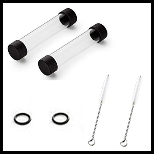 Twisty Pipe Replacement Set - 2 Glass Twisty Pipe+2 Brushes+4 Rubber Caps+2 Rubber Rings