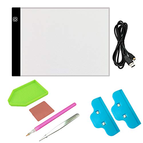HeroStore 3D DIY Diamond Painting A4 LED Light Tablet Pad Rhinestone Drawing Embroidery Cross Stitch Clip Tray Stitch Pen Glue Tweezer Toy - Thumbnail 6