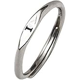 Long tiantian Silver Initial Rings for Women Thin Stackable Initial Rings for Teen Girls Open Adjustable Letter Ring Stainless Steel Capital Alphabet Ring A-Z