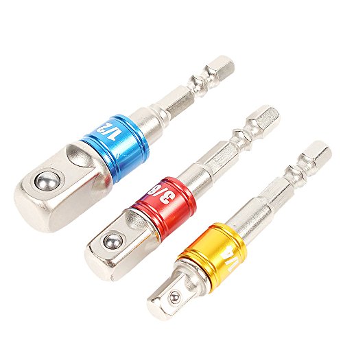 Connia Hex Square Nut Driver Drill Impact Socket Extension Bit Adapter Socket Wrench (Red) - Thumbnail 3