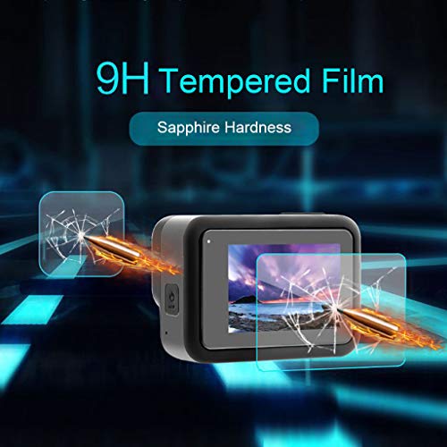 Shan-S 2Set 9H Tempered Glass Film Dual Screen Protector Camera Lens for Go-pro 8 Black 4K Camera (2PC Screen Glass Film +4PC Lens Protector Glass Film)