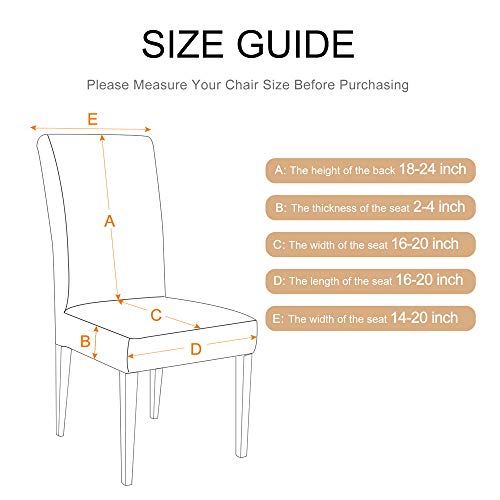 SearchI 6 Pack Fit Stretch Soft Velvet Dining Chair Covers Slipcover Protector, Removable Washable Fabric Short Chair Cover for Dining Room, Hotel, Ceremony (Creme, 6)