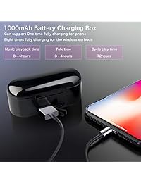 Auriculares inalámbricos Bluetooth 5.0 True inalámbricos estéreo, deportivos a prueba de sudor, mini auriculares, Dual micrófono integrado, auriculares Bluetooth con 1000 mAh de carga para 40H tiempo de reproducción extendido (negro)
