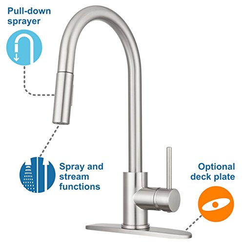 Pacific Bay Bellevue Pull-Down Kitchen Faucet (Brushed Satin Nickel) - Thumbnail 2