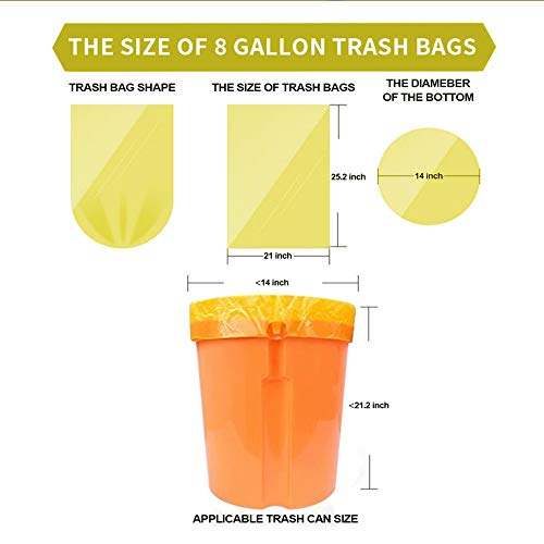 8 Gallon Drawstring Trash Bags,WanJiaXinHui Colorful Yellow Medium Kitchen Garbage Bags,Extra Strong Rubbish Bags for Home,Office,Car(90counts/6rolls)