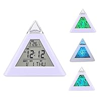 eujwtunxm Home LED Digital Alarm Clock Pyramid LED Backlight Digital Display Time Thermometer Calendar Alarm Clock