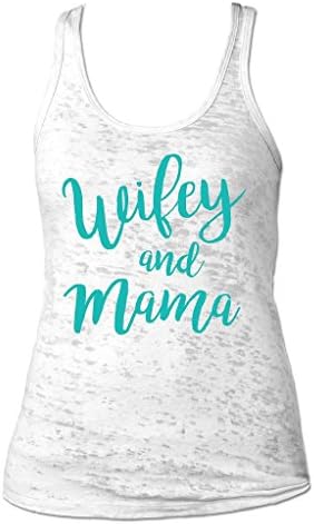 Sticker Shop Unlimited Women's Funny Quote Loose Fitting Razorback Fitness Tanktop "Wifey and Mama"