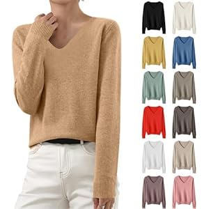 KCaHFO Black of Friday Deals 2024 Womens Sweaters Casual Lightweight Long Sleeve Soft Comfy Knit Sweater Dressy Casual V Neck Loose Pullover Tops Knit Vest for Women