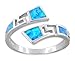 SILVERCLOSEOUT Sterling Silver Wrap Around Blue Opal Greek Key Ring (Size 4-10)