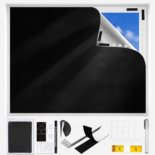 Photo 1 of 100% Blackout Window Cover, 118x57 Inch Portable Blackout Blinds, No Drill Privacy Blackout Shades, Cuttable Temporary Black Out Curtains for Bedroom Travel Dorm Home Nursery RV Media Room Darkening