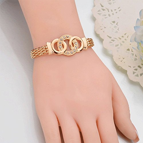 Spiritlele 4 PCS Crystal Jewelry Set Golden Chain Necklace Bracelet Ring Earrings Set For Women - Thumbnail 3