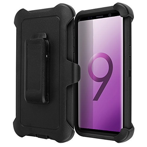Galaxy S9 Plus Belt Clip Shockproof Case, AICase 3 in 1 Armor [Full Body] Heavy Duty Holster Case Belt Clip +Protective Kickstand Shock Reduction Case for Samsung Galaxy S9+ (Black)