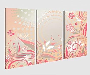Amazon De Leinwandbild 3 Tlg Blumen Rosa Kinderzimmer Sterne Schmetterlinge Bild Bilder Leinwand