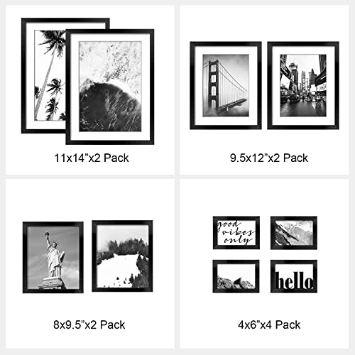 ArtbyHannah 10 Piece Framed Black Gallery Wall Picture Frames Set with Landscape Art Print for