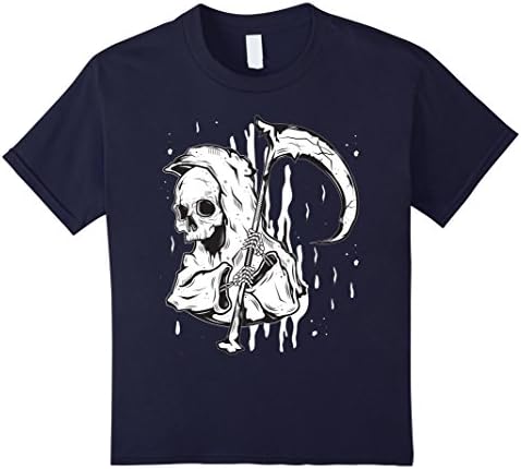 Kids Street Art Graffiti Grim Reaper Tshirt - Angel of Death Tee 12 Navy