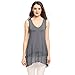 Women Vintage Floral Lace Trim Detail Loose Fitting Long Tunic Tank Top