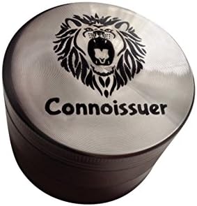 LIONS TEETH Top Quality Large 4 Piece Spice Weed Herb Grinder With Kief Pollen Catcher Gun Metal 2.5 Inch Removable Screen With Cool Engraved Design (GUN METAL)