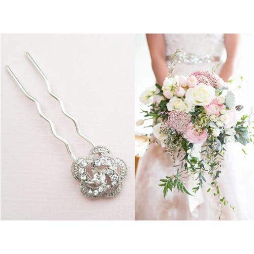 Amazon Com Small Silver Flower Bridal Hair Pins Wedding Hair Clip