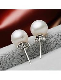 6 Pairs Pearl Stud Earrings, Sterling Silver Stud Ball Earrings for Womens Girls(3-8mm)