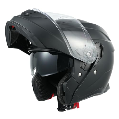 MY Motorrad Klapphelm 935 Modular Integralhelm mit Doppelvisier (Mattschwarz, XL)