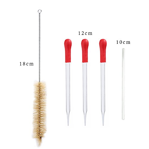 50ml Beaker 50ml Flask and 10ml Cylinder Small Glass Measuring Set with 3 X 10CM Dropper, 1 X 10CM Stir Bar and 1 X Cylinder Brush Pack of 8 with Gifts Avalible - Thumbnail 3