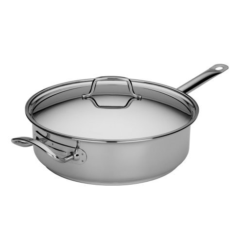 MIU France Tri-Ply Stainless Steel and Aluminum SautÃƒ Pan with Lid, Silver, 5-Qt. by MIU France