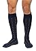 BoardroomSocks Men's Over the Calf Merino Wool Dark Navy and Orange Patterned Dress Socks