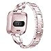Aiiko Band Compatible with Fitbit Versa/Versa 2/Versa Lite,Fashion Design Stainless Steel Metal Smart Watch Band Bracelet with Crystal Rhinestone Diamond Bling Replacement for Fitbit Versa (Rose Pink)