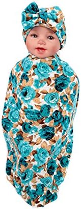 YallFF Swaddle Blanket, Baby Girl Receiving Blanket,Blanket &Newborn Hat Set (1 PACK) (Color 8)
