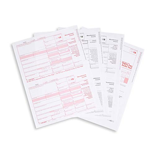 1099 MISC Forms 2019, 5 Part Tax Forms Kit, 50 Vendor Kit of Laser Forms Designed for QuickBooks and Accounting Software