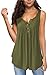MIROL Womens Fall Sleeveless Long Sleeve V Neck Solid Color Casual Swing Flowy Tank Tops with Buttons