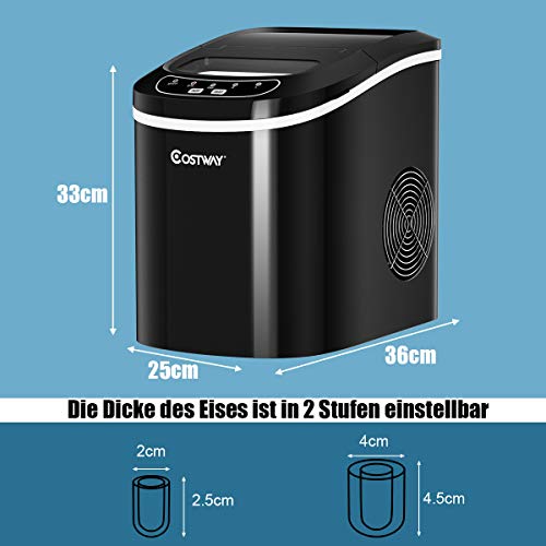 COSTWAY Eiswürfelmaschine 12KG/24H, Ice Maker 9 Eiswürfel in 6-13min, Eismaschine 2,2L Wassertank, Eiswürfelbereiter 2… – Bild 8