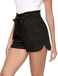 Pantalones cortos para dama Aibrou Solid Shorts de cintura alta Casual Summer Shorts con bolsillos