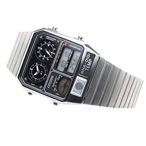 Citizen Record Label Analog Digital Watch Chronograph Analog Digital CITIZEN, multicolor (black / silver), 1 piece, Bracelet Type