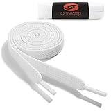 OrthoStep Wide Flat Athletic 42 inch White Shoelaces - Shoe and Sports Shoelaces 2 Pair Pack