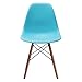 Poly and Bark Vortex Modern Mid-Century Side Chair with Wooden Walnut Legs for Kitchen, Living Room and Dining Room, Aqua