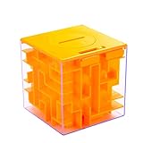 Lumiparty Money Maze Puzzle Bank, 3D Intellectual Magic Cube Maze Coin Cash Bills Storage Boxes, Challenging Toy Game Gag Birthday Christmas Gifts for Kids Teenagers and Adults (Orange)