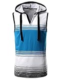 iDarbi Men's Summer Stripe Beach Sleeveless Hoodie Tank Top Various Colors