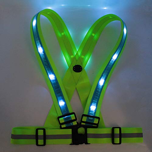 ShineU LED Reflective Safety Vest USB Charging Elastic Straps