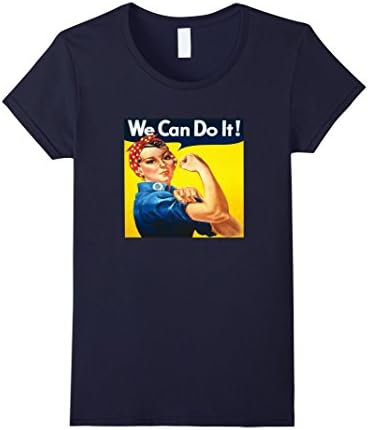 Womens Women's Rosie The Riveter We Can Do It Retro WW2 Tee T-Shirt Large Navy