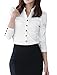 Allegra K Women's Button Down Long Sleeve Casual Office Work Ruched Shirt White M (US 10)