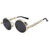 Steampunk Retro Gothic Vintage Colored Metal Round Circle Frame Sunglasses Colored Lens OWL