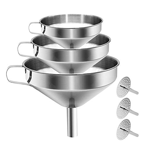 Stainless Steel Kitchen Funnel with Removable Strainer/Filter for