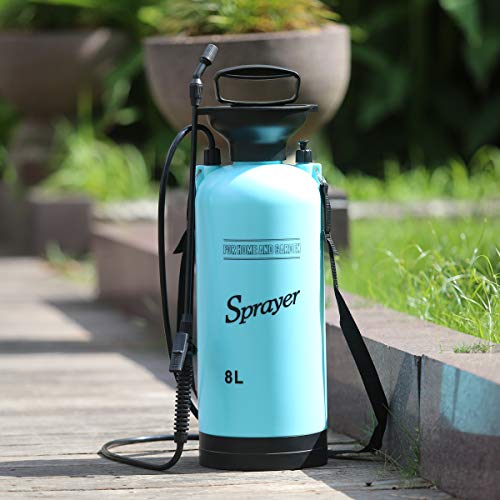 CLICIC Lawn and Garden Portable Sprayer 2 Gallon - Pump Pressure Sprayer Includes Shoulder Strap Blue