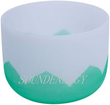ENERGYSOUND 440Hz Perfect Pitch F Note Heart Chakra Frosted Quartz Crystal Singing Bowl 10" with lotus design mallet and o-ring included