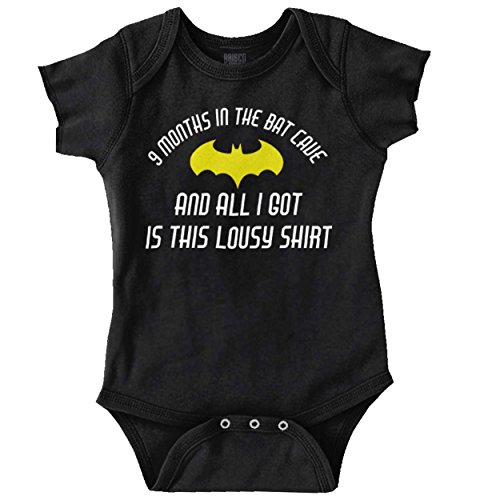 9 Months in Batcave Funny Comic Bat Hero Romper Bodysuit